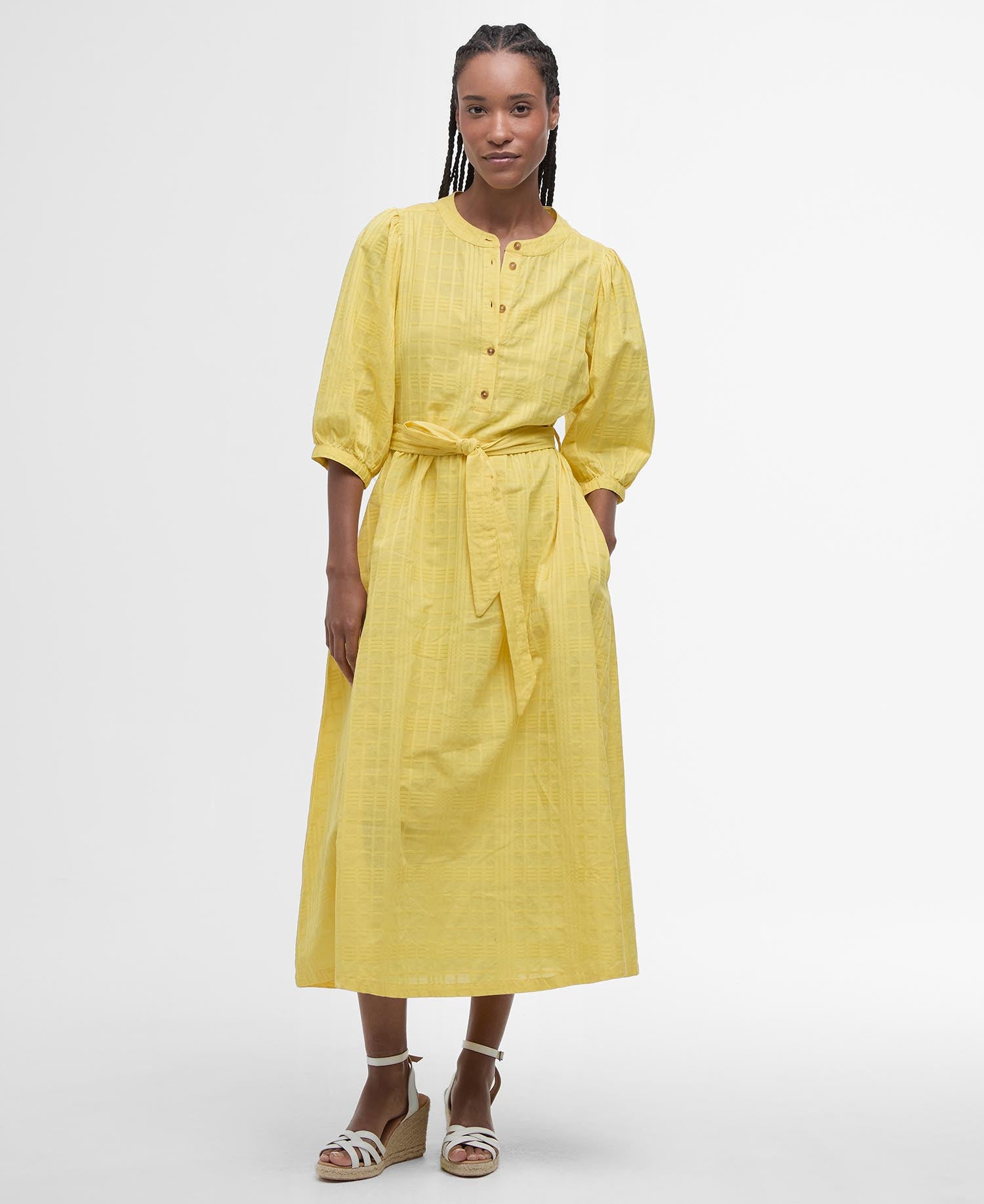 Barbour Heidi Midi Dress Yellow