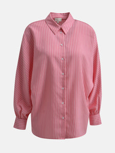 Milano Stripe Satin Shirt Pink