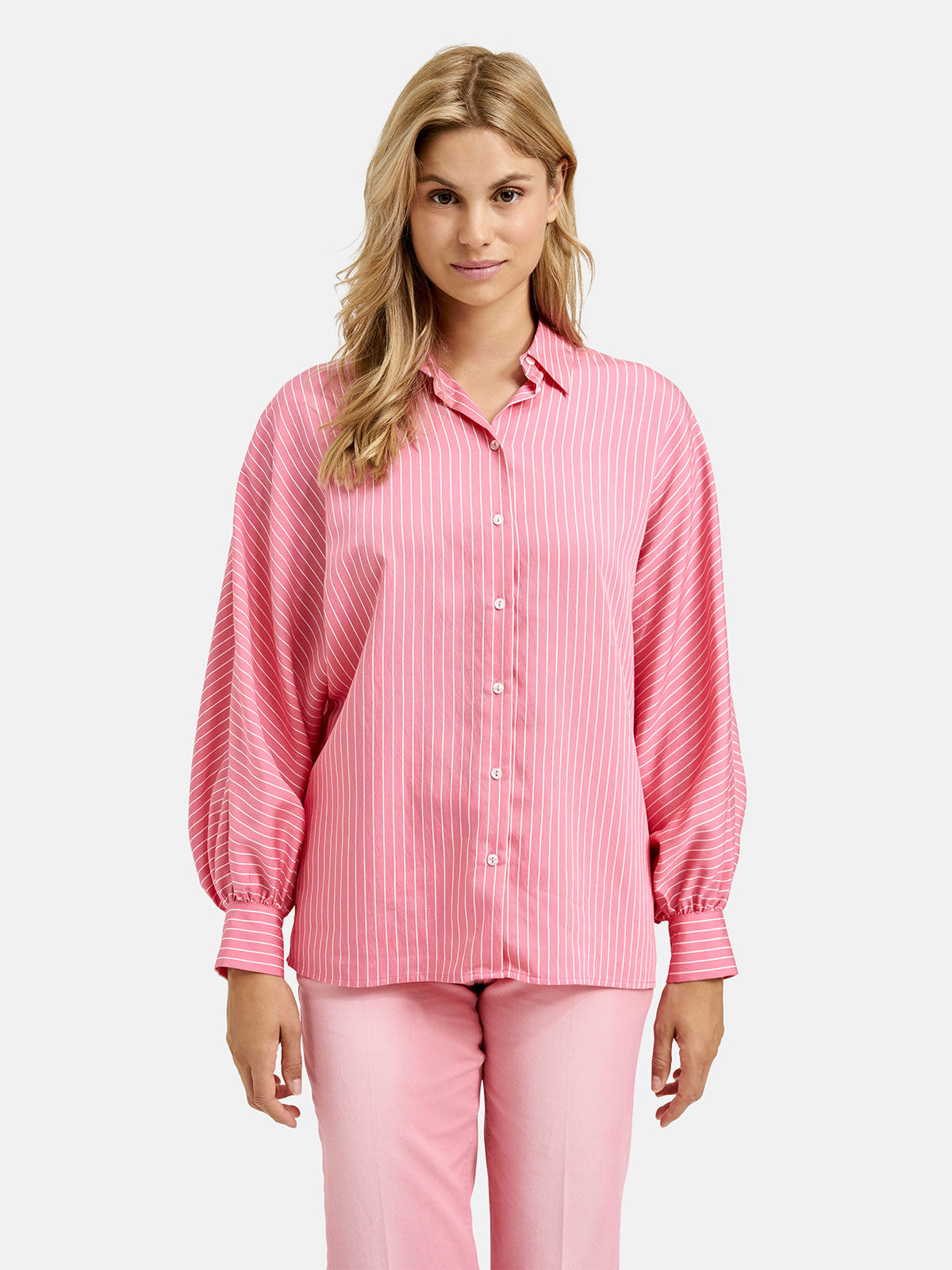 Milano Stripe Satin Shirt Pink