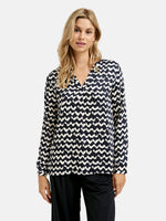 Load image into Gallery viewer, Milano Patterned Blouse Navy
