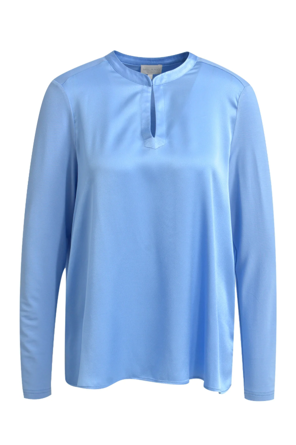 Milano Satin Jersey Blouse Blue