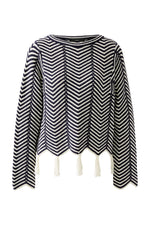 Load image into Gallery viewer, Oui Jumper with Fringing Navy
