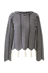 Oui Jumper with Fringing Navy