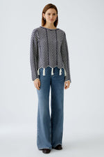 Load image into Gallery viewer, Oui Jumper with Fringing Navy
