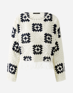 Load image into Gallery viewer, Oui Crochet Jumper with Fringing White
