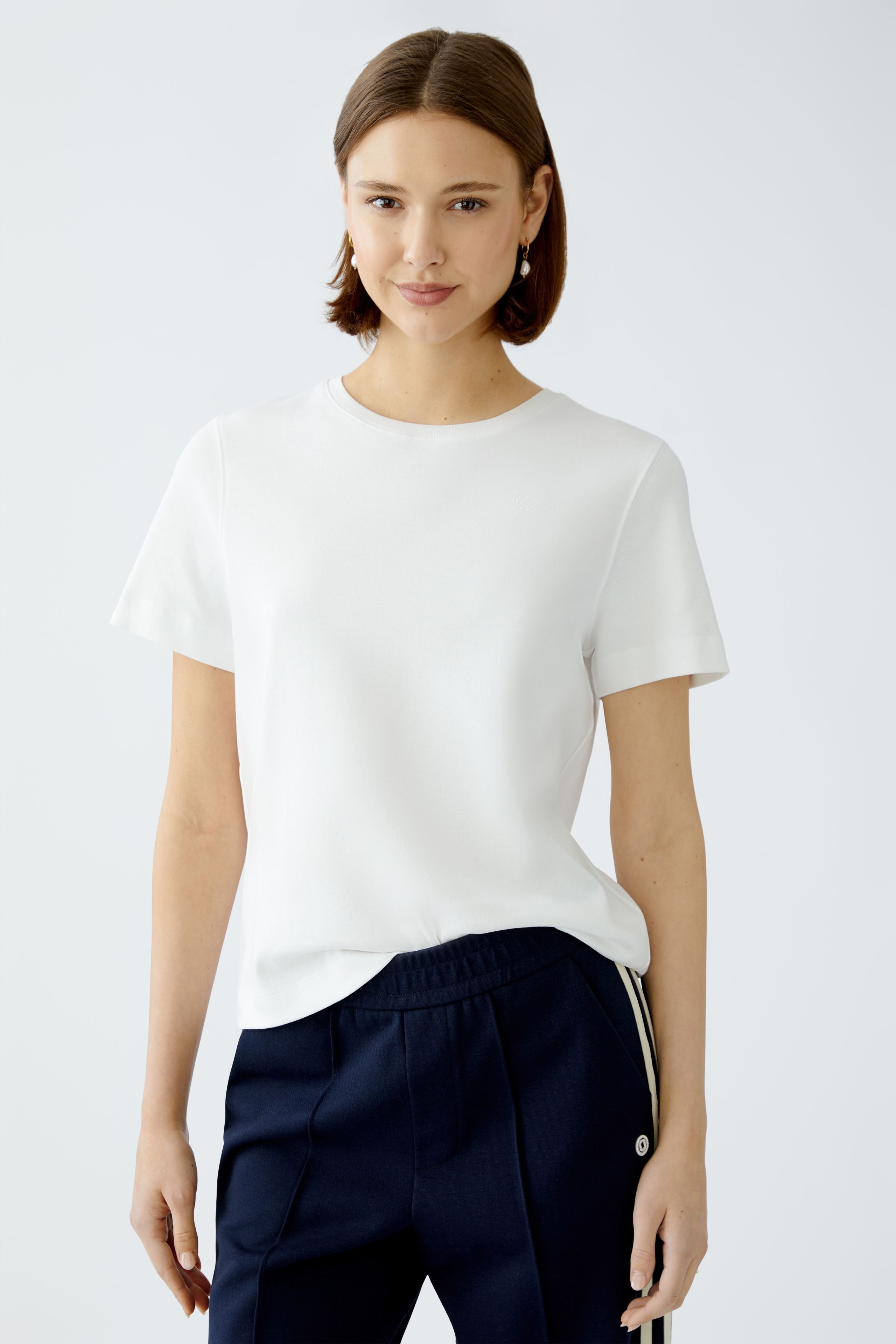 Oui T-Shirt With Embroidered Detail White