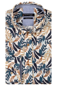 Navy Leaf Print Shirt