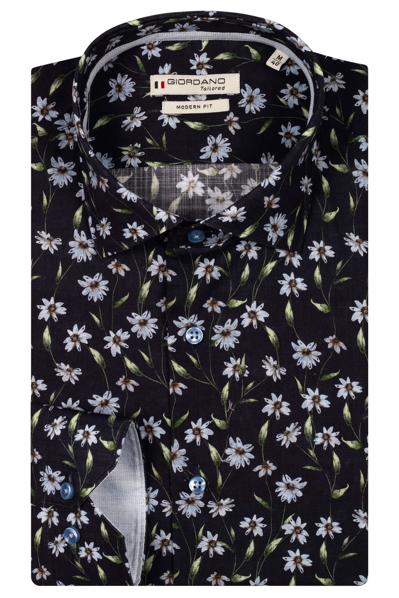 Navy Flower Print Shirt