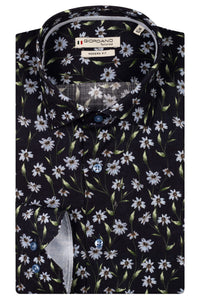 Navy Flower Print Shirt