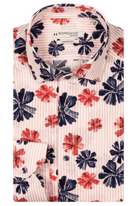 Pink Poplin Flower Print Shirt