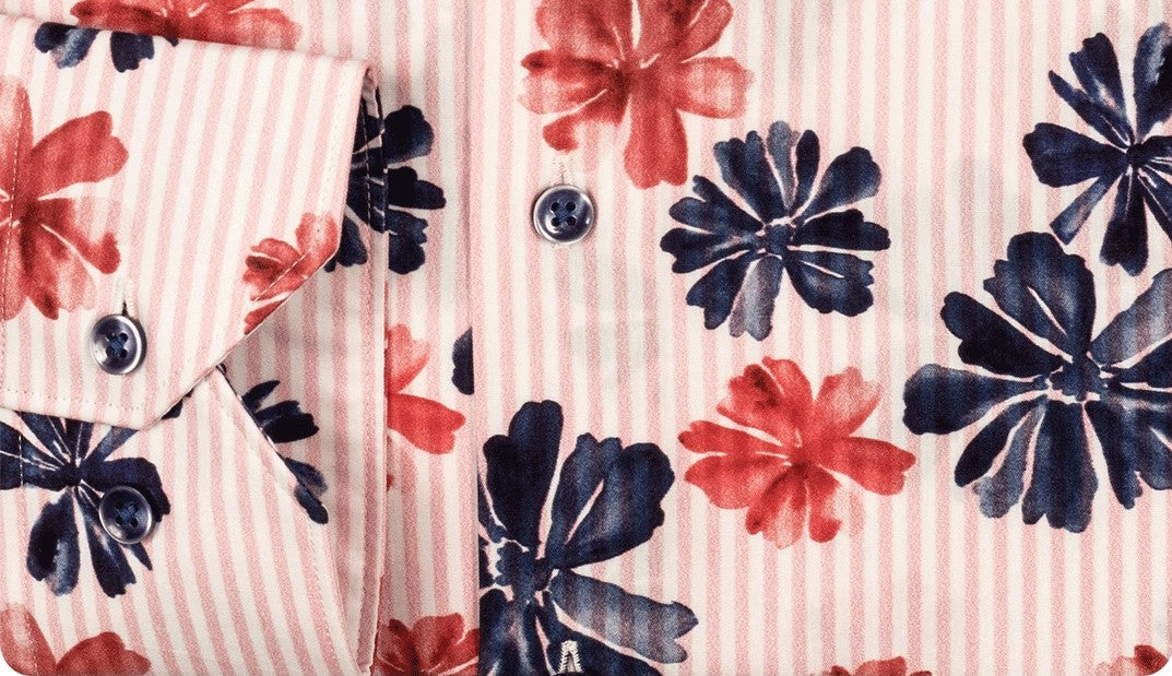 Pink Poplin Flower Print Shirt