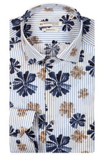 Load image into Gallery viewer, Blue Poplin Flower Print Shirt
