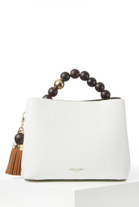 White Demi Beaded Handle Bag