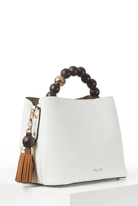 White Demi Beaded Handle Bag