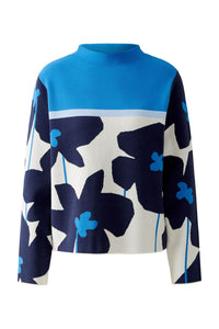 Blue Abstract Floral Pullover