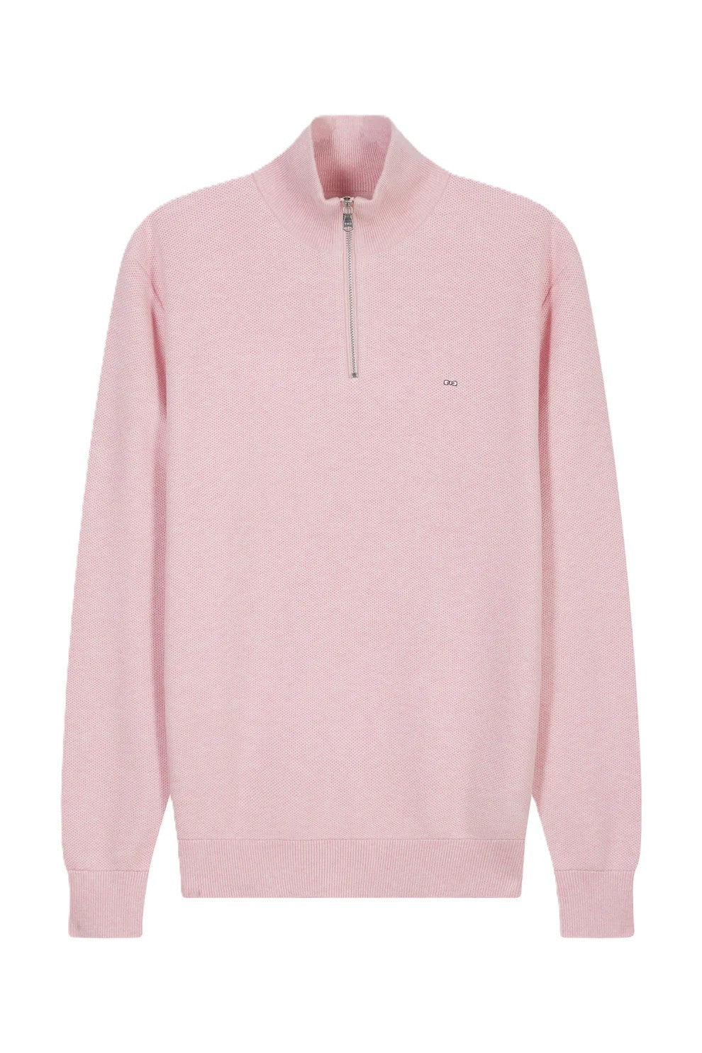 Pink Textured Knitted Half Zip