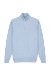 Blue Textured Knitted Half Zip