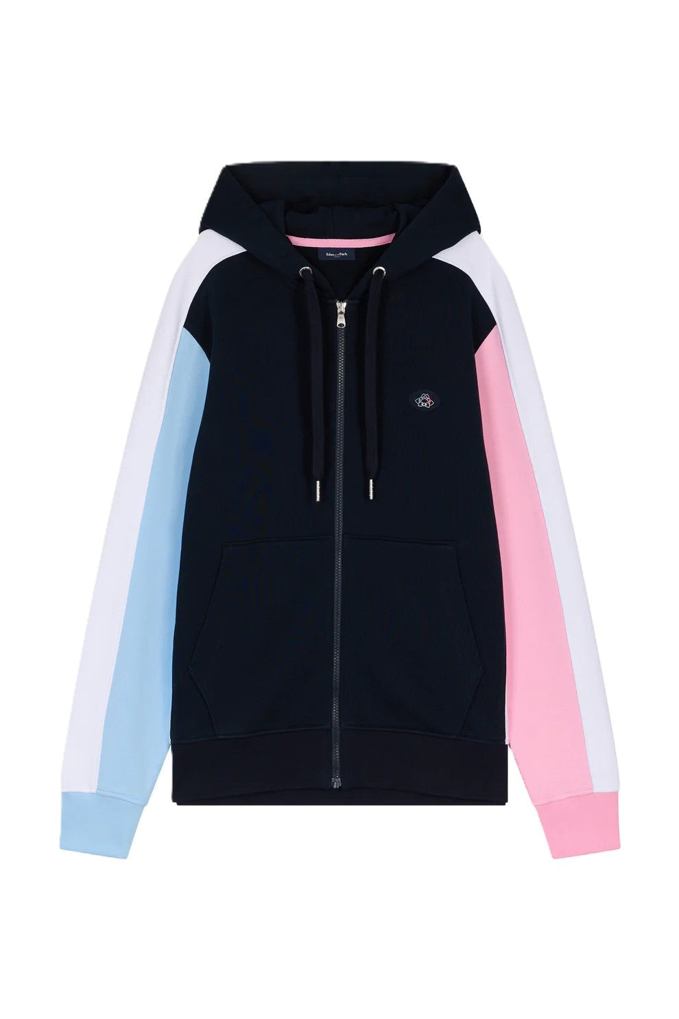 Navy Colourblock Zip Hoodie