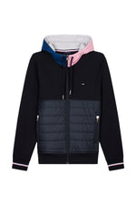 Load image into Gallery viewer, Navy Quilted Zip Hoodie
