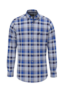 Blue Poplin Checks Shirt