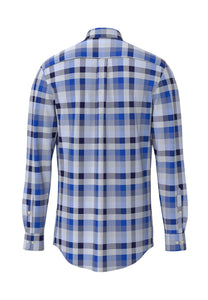 Blue Poplin Checks Shirt