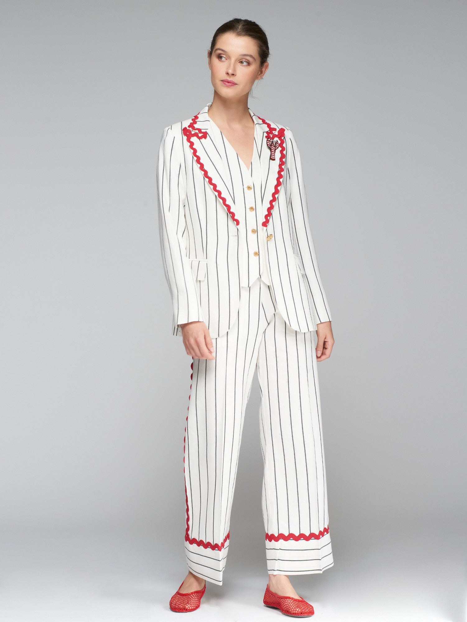 Off White Heather Stripe Blazer