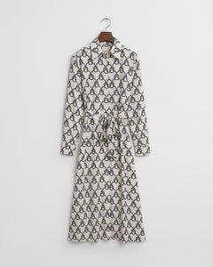 White Rope Print Shirt Dress