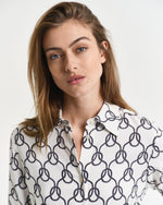 Load image into Gallery viewer, White Rope Print Shirt Dress
