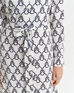 White Rope Print Shirt Dress