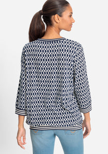 Navy Geometric Clara Top