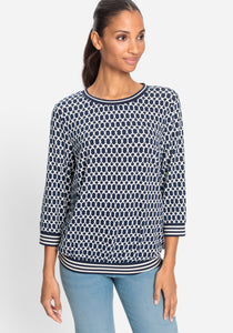 Navy Geometric Clara Top