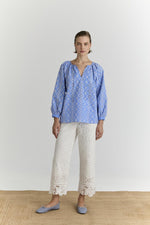 Load image into Gallery viewer, Blue Broderie Anglaise Blouse
