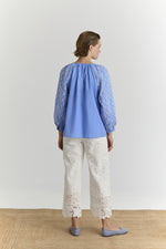 Load image into Gallery viewer, Blue Broderie Anglaise Blouse
