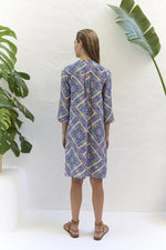 Load image into Gallery viewer, Blue Short Patterned Dress
