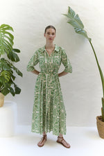 Load image into Gallery viewer, Green Floral Shirt Dress
