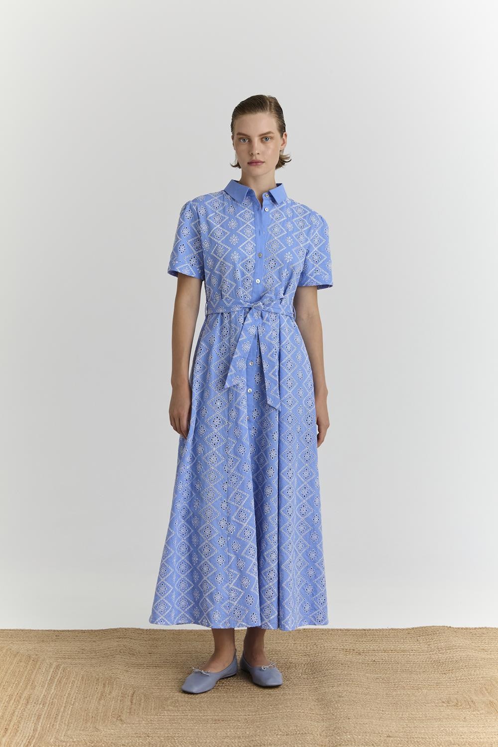 Blue Broderie Anglaise Dress