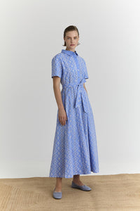 Blue Broderie Anglaise Dress