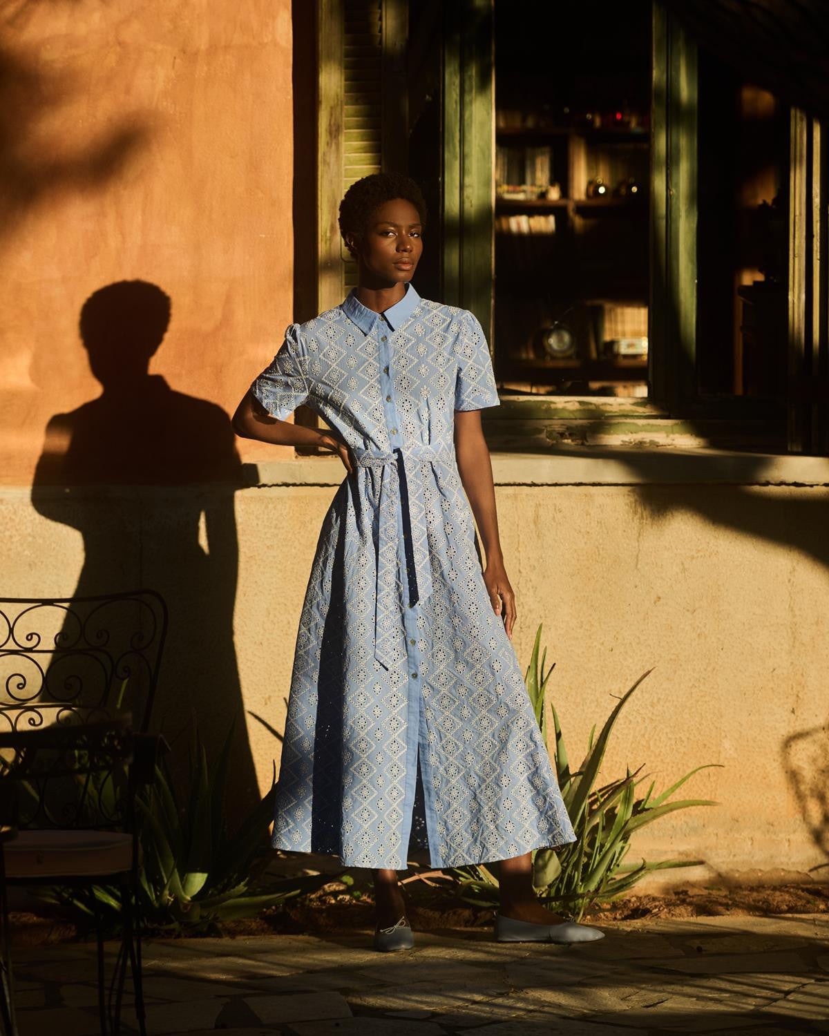 Blue Broderie Anglaise Dress