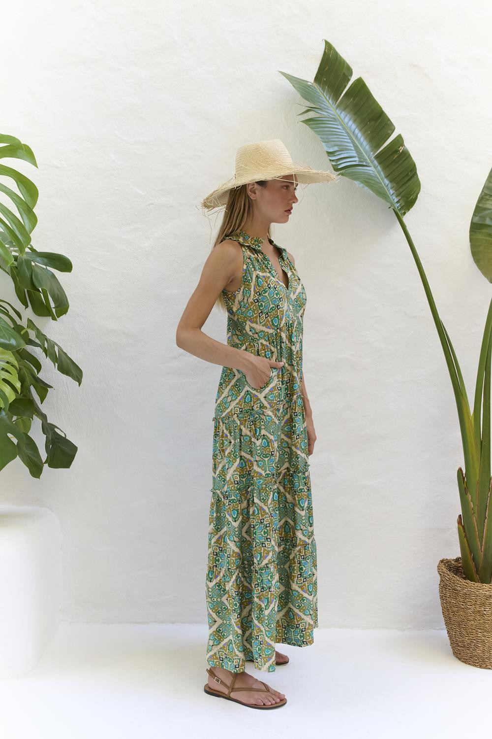 Green Sleeveless Maxi Dress