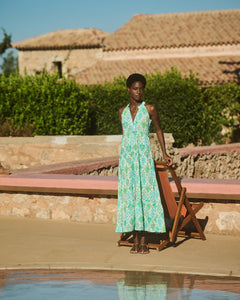 Aqua Sleeveless Maxi Dress