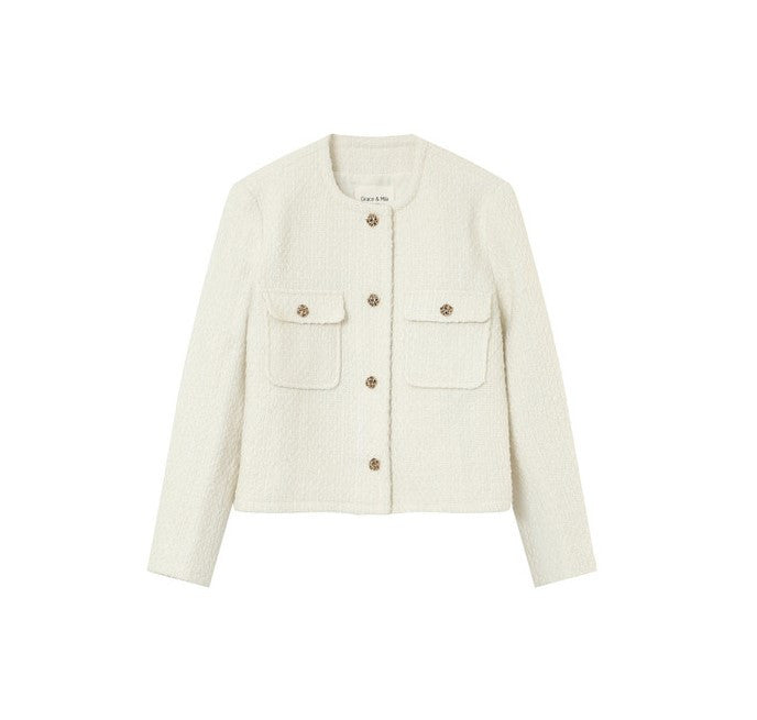 Ecru Prune Boucle Jacket