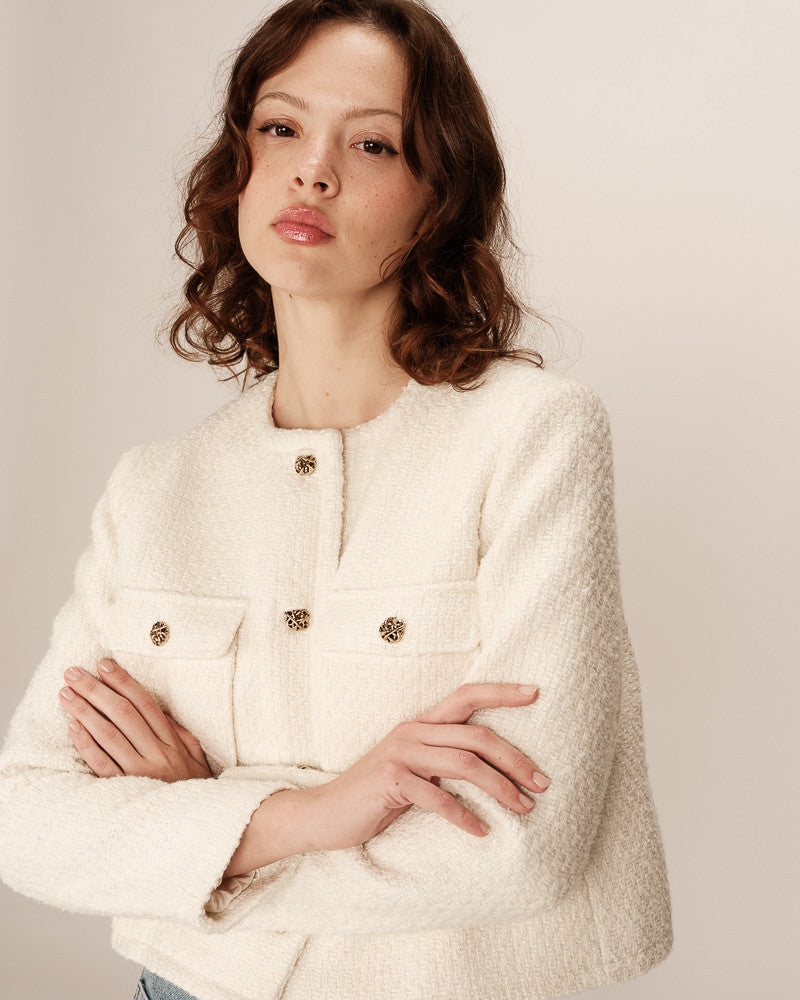 Ecru Prune Boucle Jacket