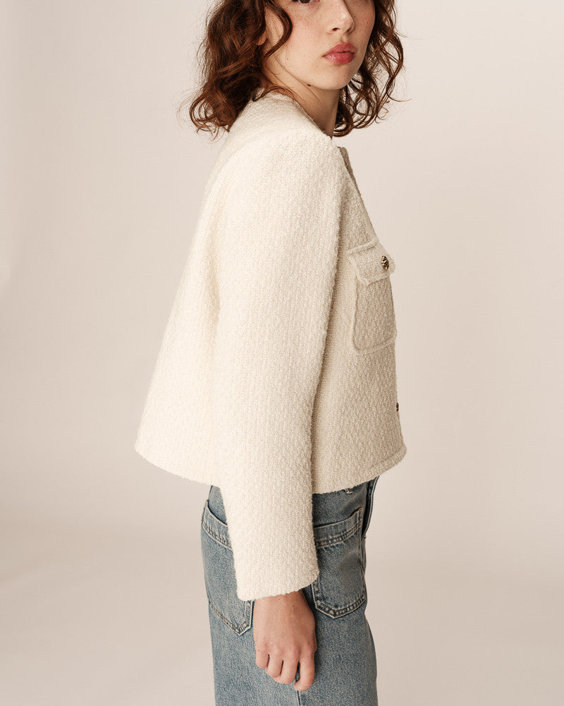 Ecru Prune Boucle Jacket