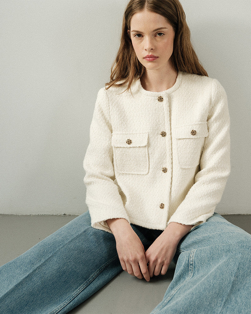 Ecru Prune Boucle Jacket