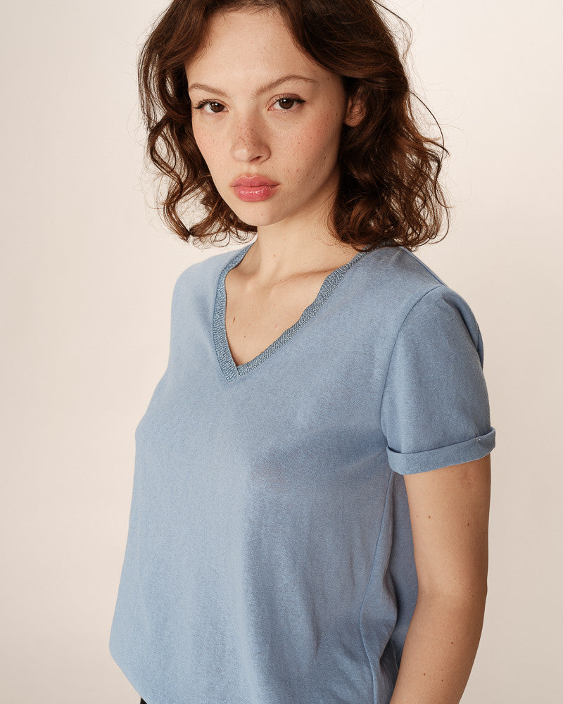 Blue V-Neck T-shirt