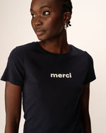 Load image into Gallery viewer, Navy Merci T-shirt
