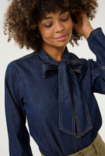 Load image into Gallery viewer, Denim Bow Shirt
