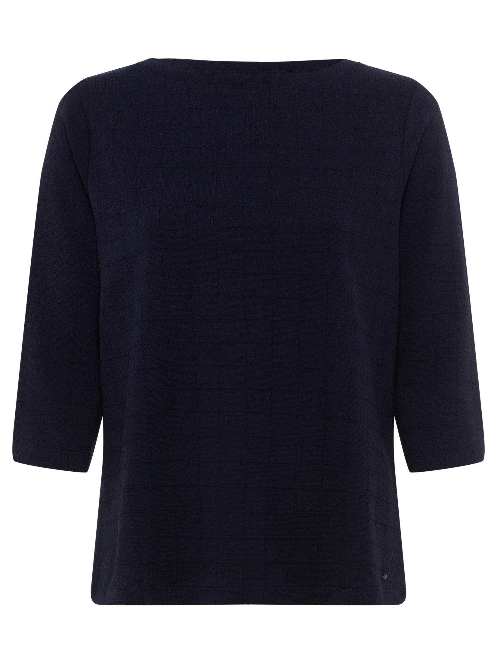 Navy Subtle Check Top