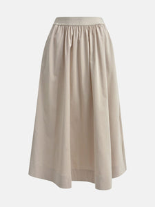 Cream Cotton Midi Skirt