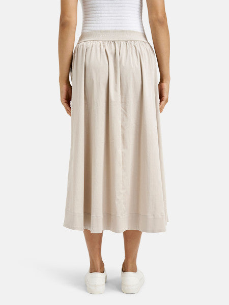 Cream Cotton Midi Skirt